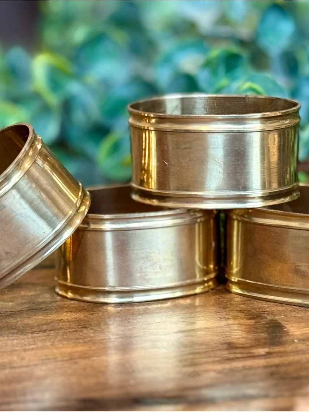 Vintage Brass 'Merry Christmas' Napkin Rings - Set of 4